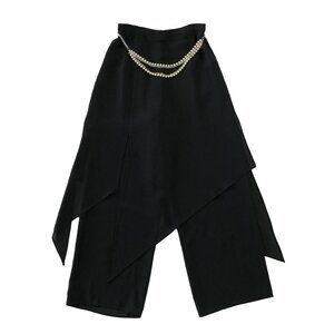 Vtg Xscape by Joanna Chen Womens 8 Black Georgette Trouser Skirt Overlay Pants